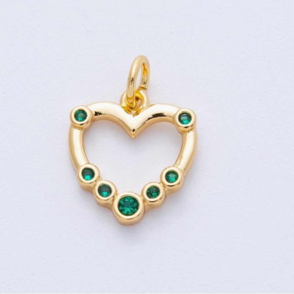 14K Gold plated Green CZ Heart Pendant Necklace | 16” Gold Plated Chain | New - Picture 8 of 12